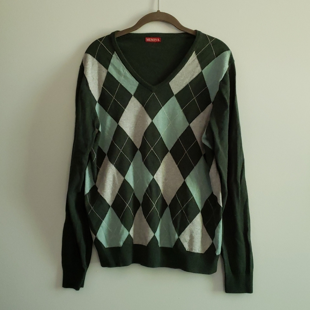 Green Argyle sweater
